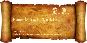Romhányi Martin névjegykártya