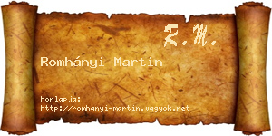 Romhányi Martin névjegykártya